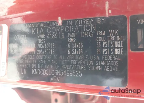 2022 Kia Niro Lxs from USA, damaged, VIN KNDCB3LC6N5499525